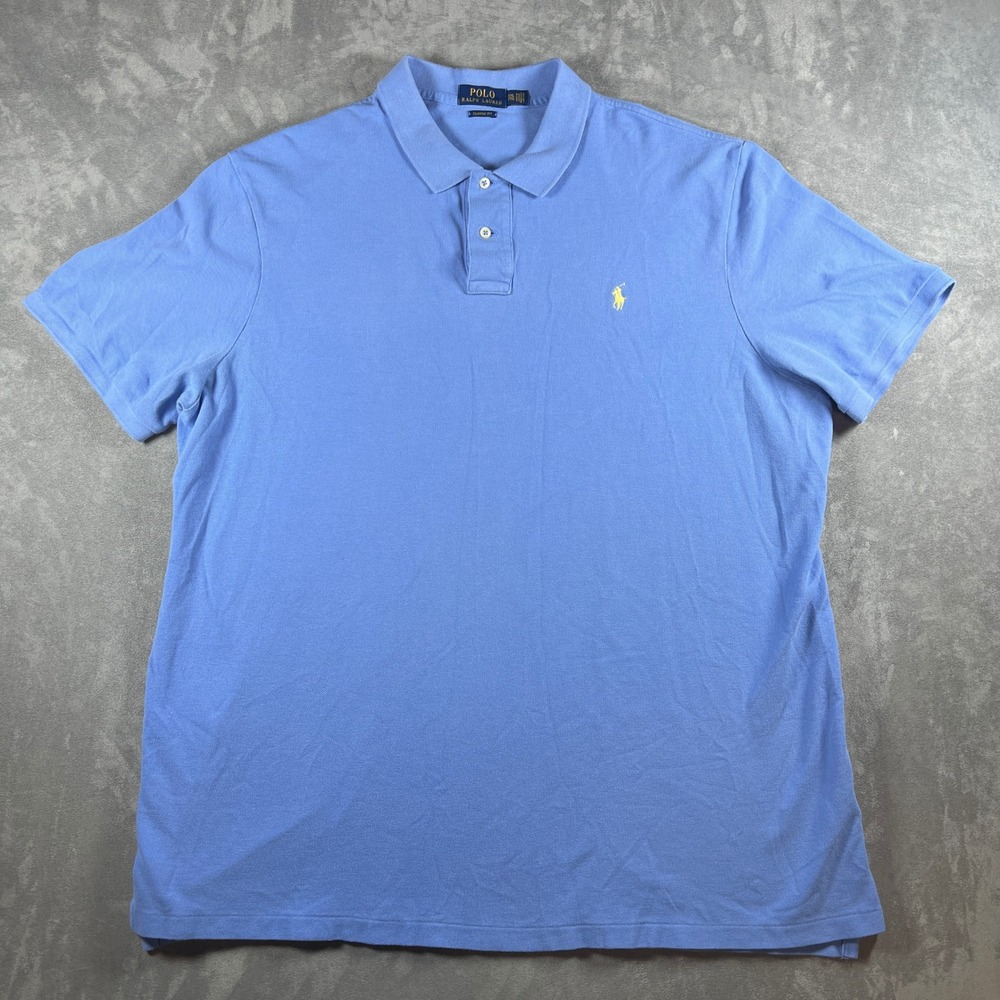 Polo Ralph Lauren Mens XXL Classic Fit Blue Short Sleeve Pony Logo Polo Shirt